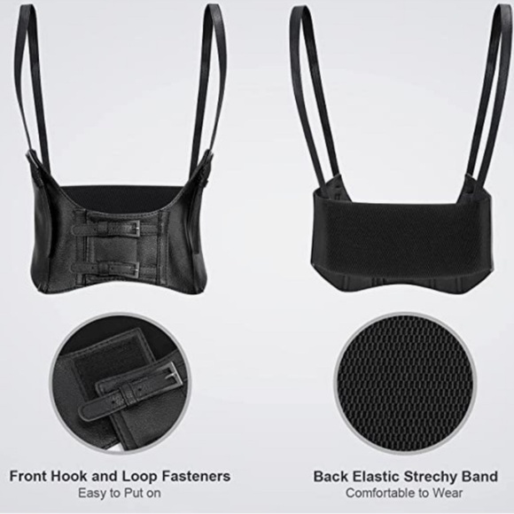 Women Fashion Faux Leather Waist Belt Steampunk Underbust Corset for Halloween ? main image 4
